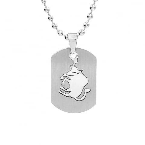 Pandantive - Lant inox US Army cu pandantiv Dog Tag tip placuta identificare zodia Taur