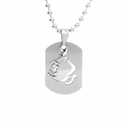 Lant inox US Army cu pandantiv Dog Tag tip placuta identificare zodia Taur [1]