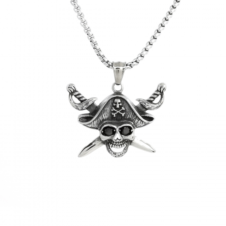 Pandantive - Lant Pandantiv Pirate Skull Inox