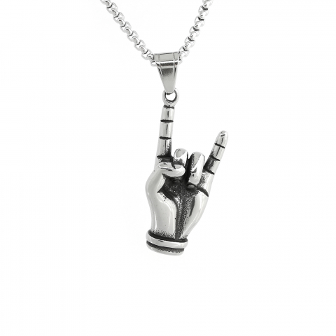 Lanturi barbati - Lant Pandantiv Rock Hand Inox