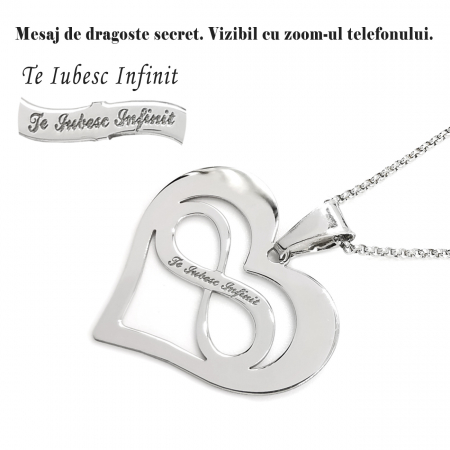 Lantisor argint 925 rodiat cu pandantiv inimioara cu simbol infinit Te Iubesc Infinit AGP024 Personal Style [2]