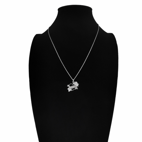 Lantisor argint 925 rodiat cu pandantiv inimioara cu Trandafir pentru Mama AGP023 Personal Style [3]