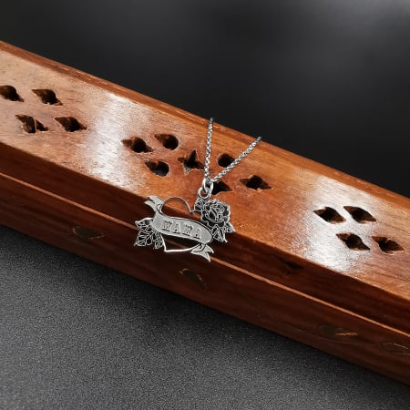 Lantisor argint 925 rodiat cu pandantiv inimioara cu Trandafir pentru Mama AGP023 Personal Style [2]