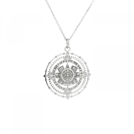 Bijuterii Argint - Lantisor Pandantiv Maya Sun Stone Calendar Stone Argint Personal Style