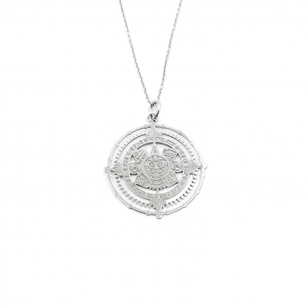 Lantisor Pandantiv Maya Sun Stone Calendar Stone Argint Personal Style [1]