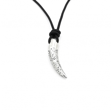 Pandantiv Viking Tribal Colt Inox argintiu cu snur piele negru [1]