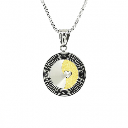 Lant Pandantiv Medalion Soarele Luna Inox [0]