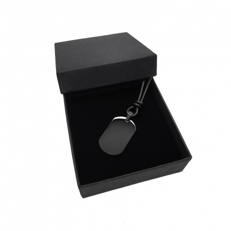 Pandantiv Dog Tag Negru Inox Snur Piele Personal Style 00A311s [1]