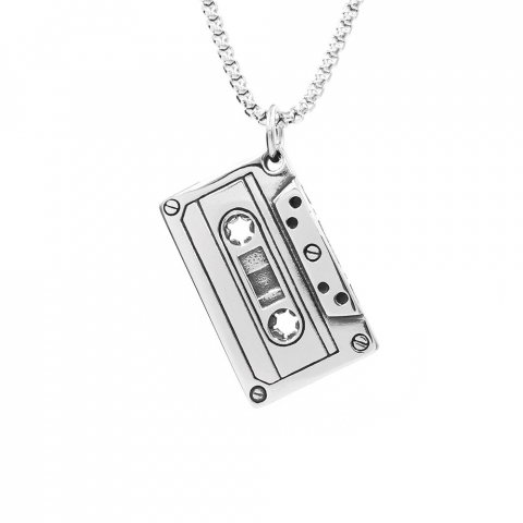 Music Style - Lant inox cu pandantiv inox caseta audio