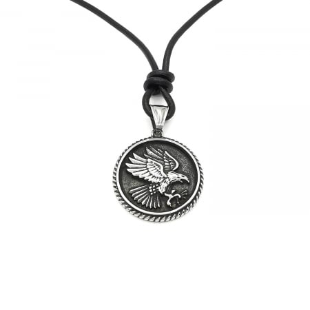 Pandantiv Medalion Eagle Inox cu Snur Negru Piele Personal Style 00A323s [0]
