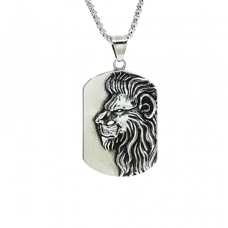 Lanturi barbati - Pandantiv dog tag Leu cu lant otel inox