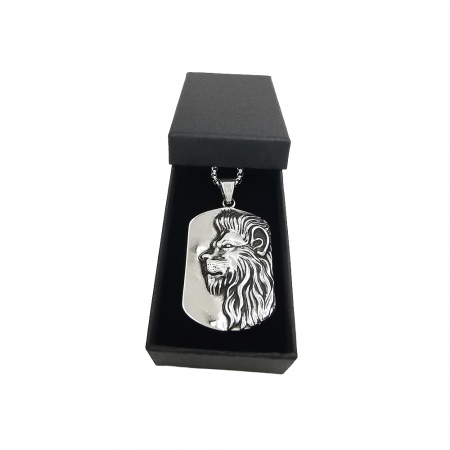Pandantiv dog tag Leu cu lant otel inox [1]