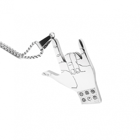 Pandantive - Lant Pandantiv Rock Hand Inox
