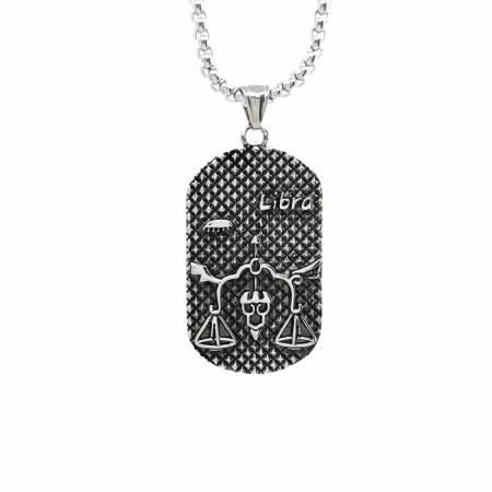 Lanturi barbati - Lant Pandantiv Zodia Balanta Dog Tag Inox