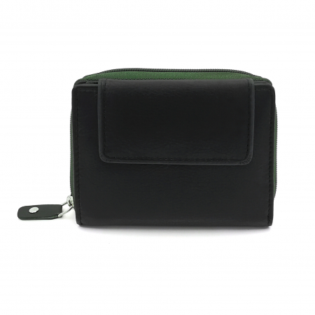 Portofele - Portofel dama piele negru verde personal style 00P018v
