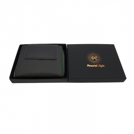 Portofel dama piele negru verde personal style 00P018v [1]