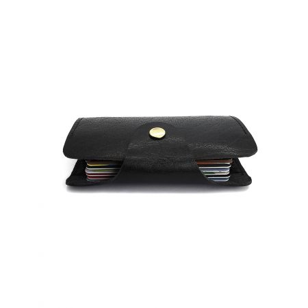 Portofel piele naturala port card cu capsa negru 00P008 [2]