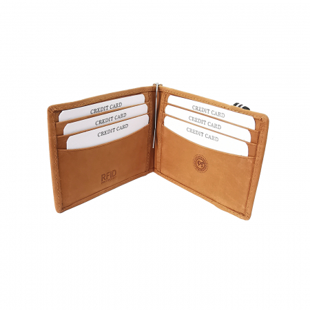 Portofel piele naturala port card cu clips bancnote maro Personal Style 00P010 [3]