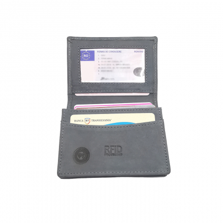 Portofel piele naturala port card RFID gri Personal Style 00P013 [1]