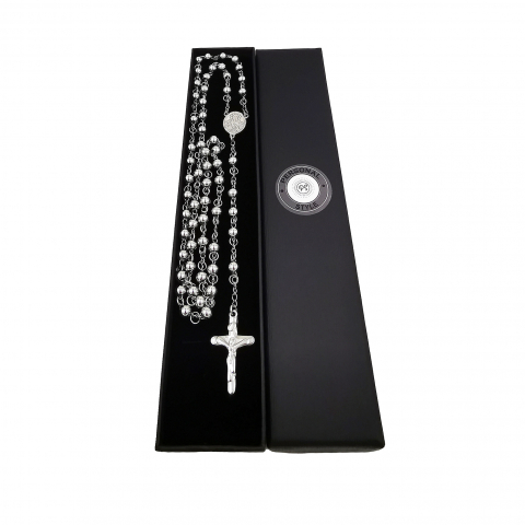 Rozariu inox argintiu, lant cu cruciulita [2]