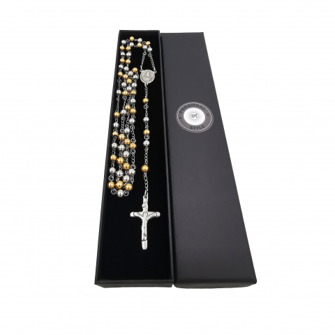 Rozariu inox argintiu, auriu, lant cu cruciulita [2]