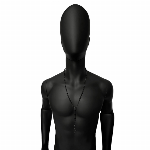 Rozariu inox negru, lant cu cruciulita [1]