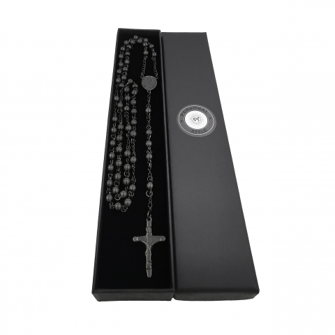 Rozariu inox negru, lant cu cruciulita [2]