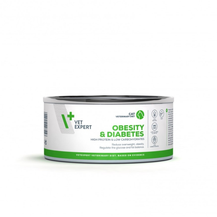 4T Dieta Veterinara pisici Obesity Diabetes , VetExpert, conserva, 100g