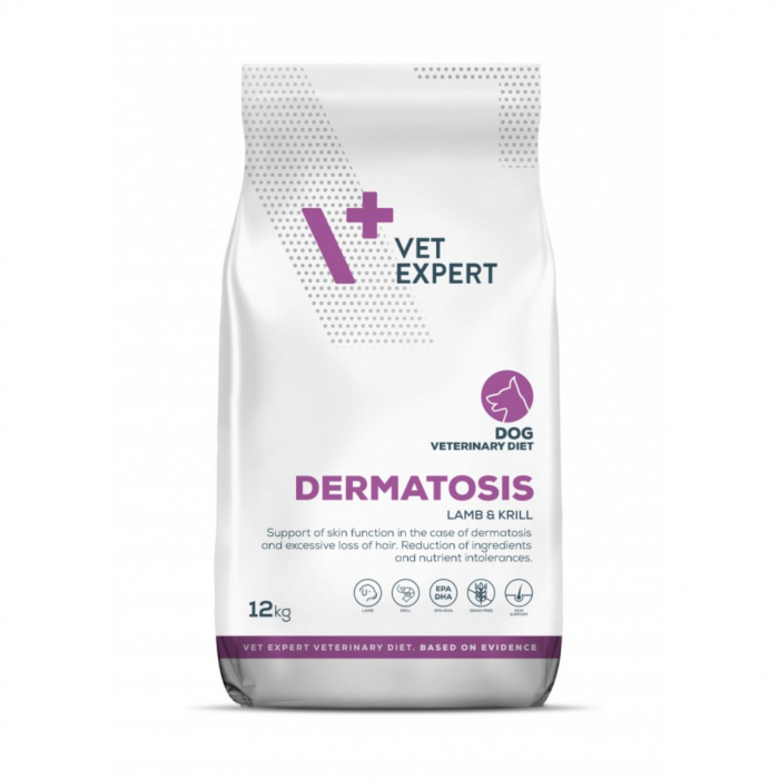 Dieta veterinara Dermatosis Dog, VETEXPERT, MIEL si KRILL, 12 kg