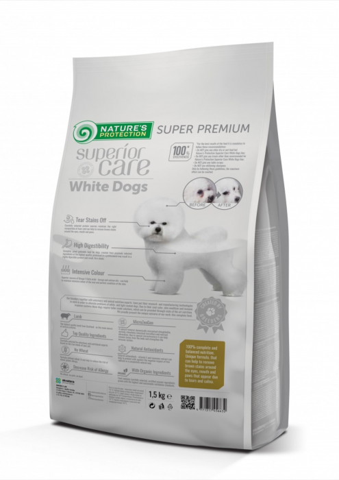 NATURES PROTECTION Superior Care White Dogs Small&Mini, Miel, ajuta la eliminarea lacrimarii excesive si reducerea petelor maronii de la ochi, 10 kg [2]