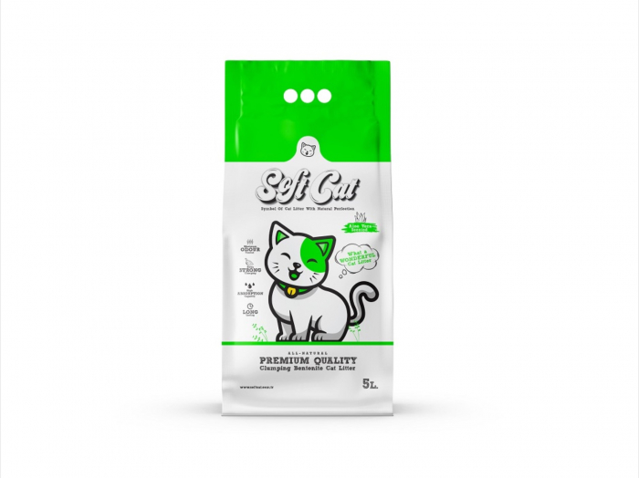 Asternut Igienic Pentru Pisici, In Litiera, Alba SOFTCAT 5LT cu aroma de Aloe Vera