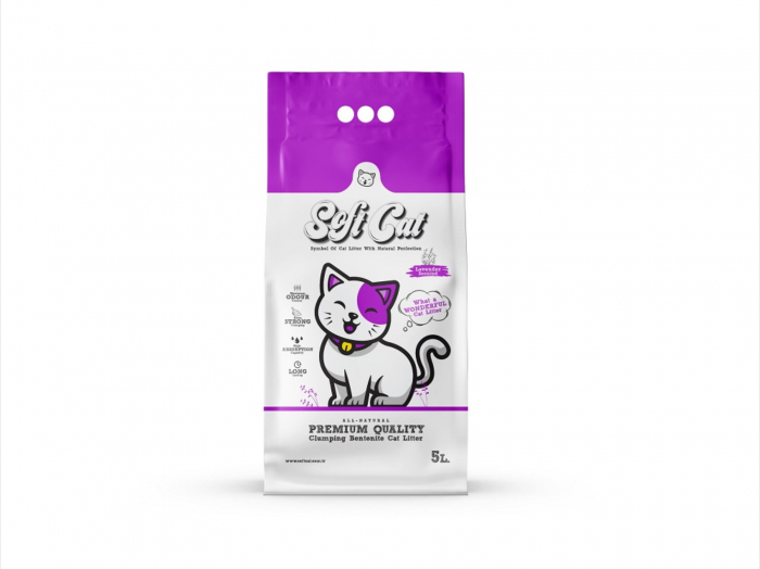 Asternut Igienic Pentru Pisici, In Litiera, Alba SOFTCAT 5LT cu aroma de Lavanda