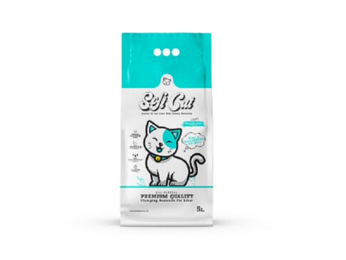 Asternut Igienic Pentru Pisici, In Litiera, Alba SOFTCAT 5LT cu aroma Sapun de Marsila