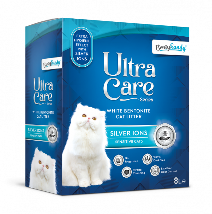 Asternut Igienic Ultra Care Ioni de Argint pentru Pisici Sensibile 8 l