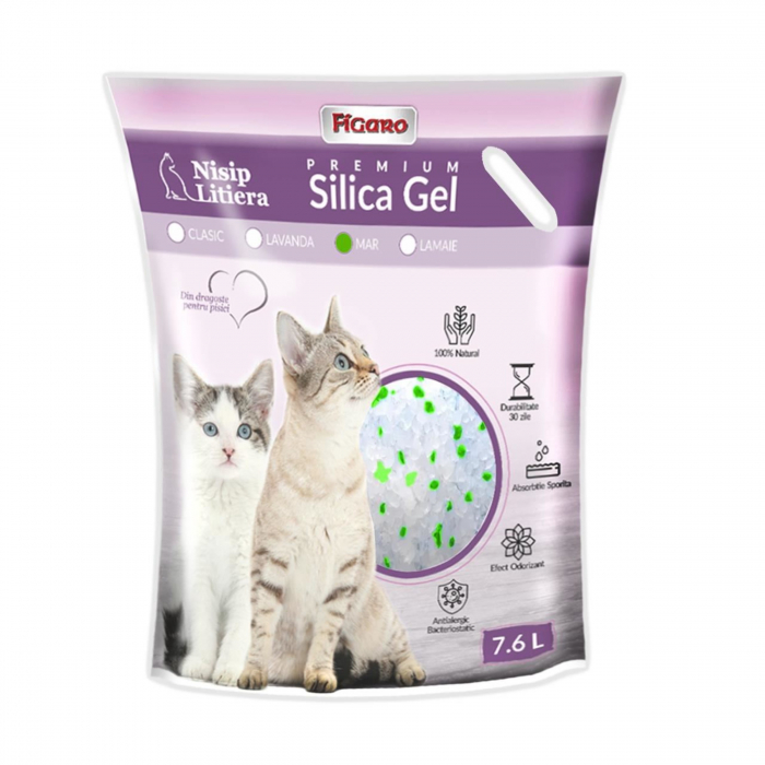 Asternut pentru litiera pisici nisip silica-gel figaro premium 7.6l- Mar