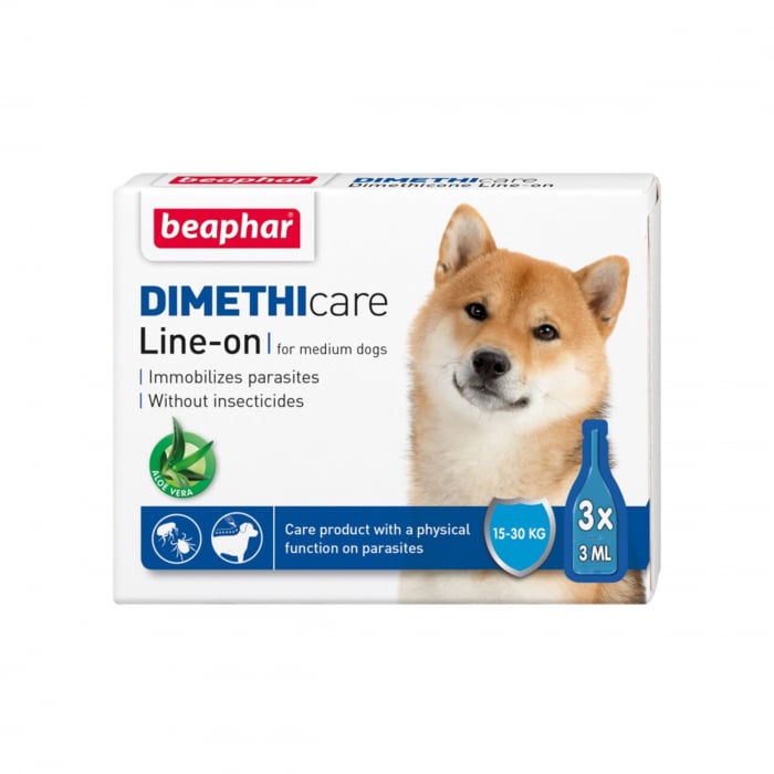 Pipeta antiparazitara DIMETHICARE LINE-ON pentru caini M 15-30 kg, BEAPHAR 3 pip x 3 ml