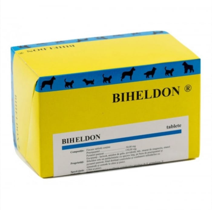 Biheldon Antiparazitar Intern pentru caini si pisici - 50 comprimate