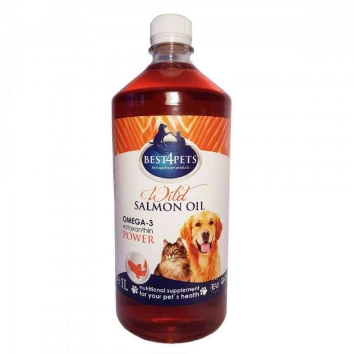 Ulei de Somon Salbatic, caini si pisici, piele si blana, BEST4PETS,  1l