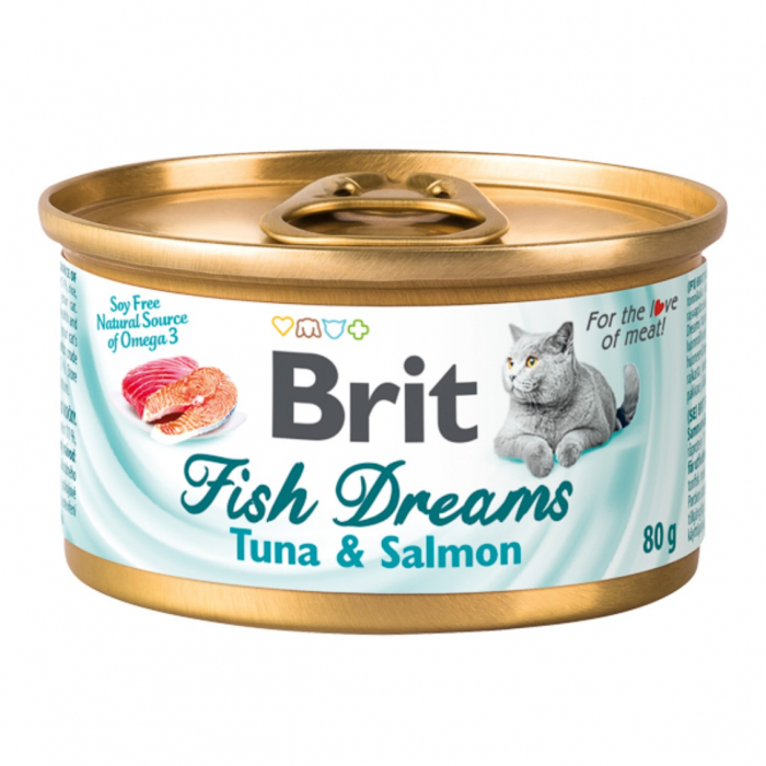 Brit Fish Dreams cu Ton si Somon in suc propiu, 80 g [2]