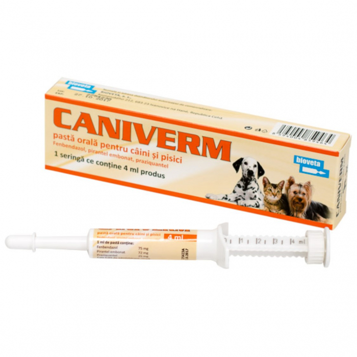Caniverm pasta orala pentru deparazitare interna la caini si pisici x 10 ml [1]