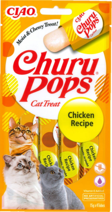 Churu Pops Recompensa Suculenta Cu Pui Fara Cereale- 4 X 15 G