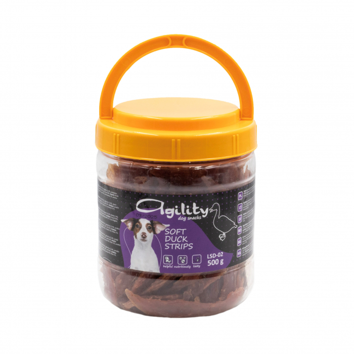 Recompense delicioase pentru caini Agility, Fasii moi de rata, 500g [2]