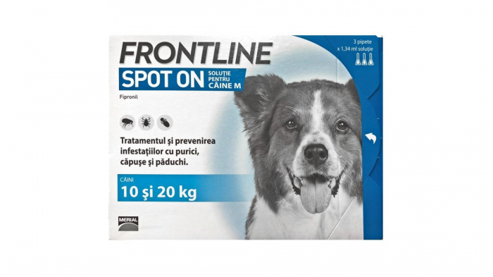 Frontline Spot On Caine M (10-20 Kg) – 3 Pipete Antiparazitare (Fipronil)