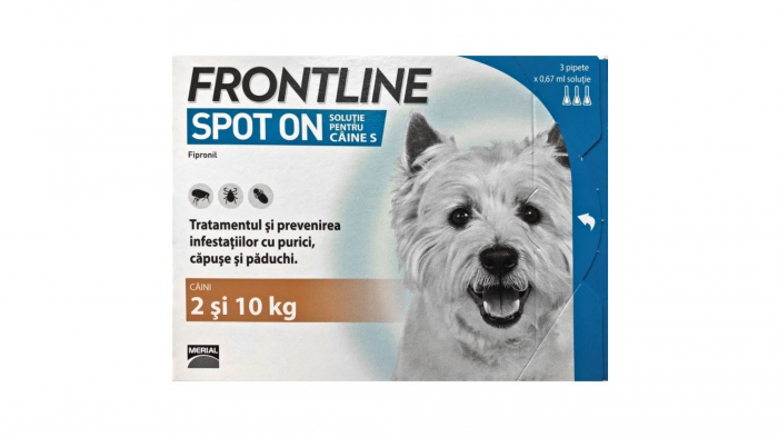 Frontline Spot On Caine S (2-10 Kg) – 3 Pipete Antiparazitare (fipronil)