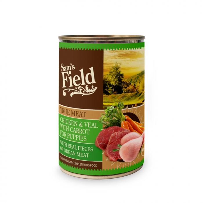 Hrana Umeda caine, Sam s field true meat chicken  veal with carrot for puppies 400gr