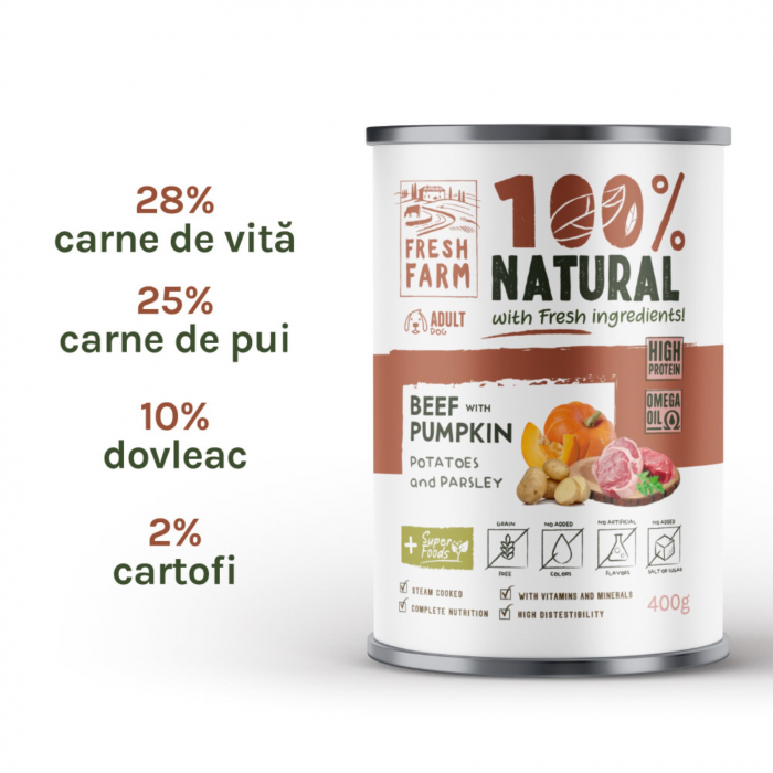 Fresh Farm Coarse pate with beef, pumpkin, potatoes and parsley 400 gr [2]