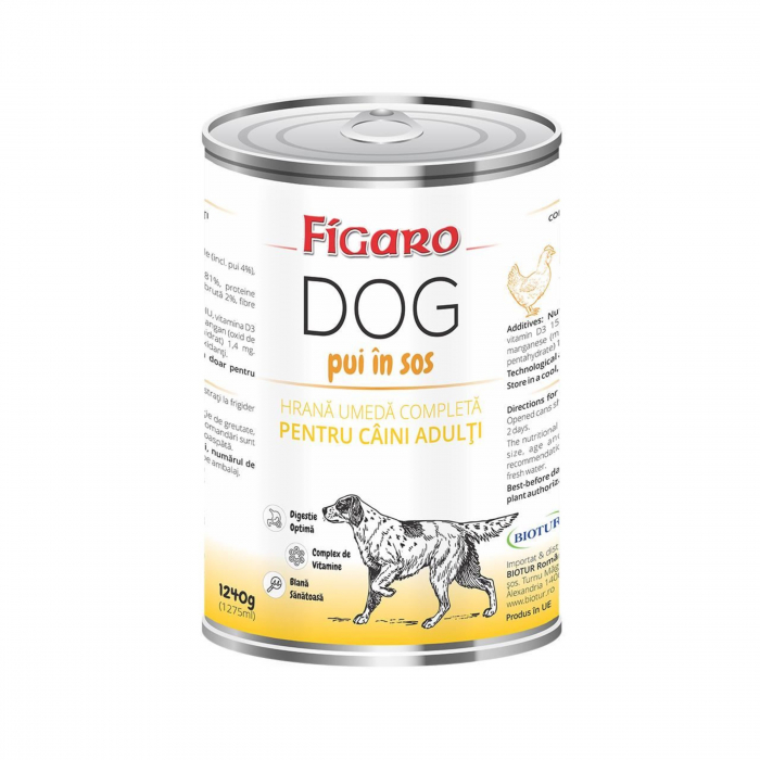 Hrana umeda pentru caini figaro dog pui in sos conserva 1240 g