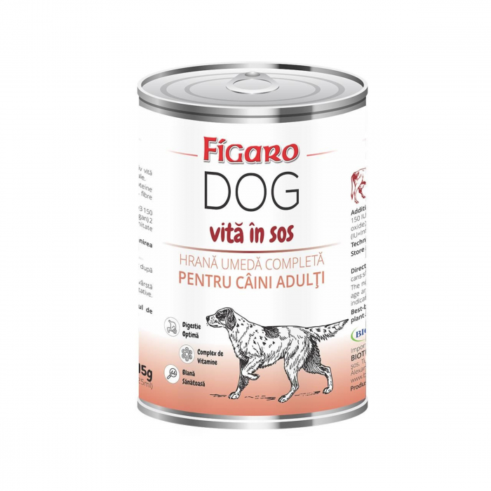 Hrana umeda pentru caini figaro dog Vita in sos conserva 415 g