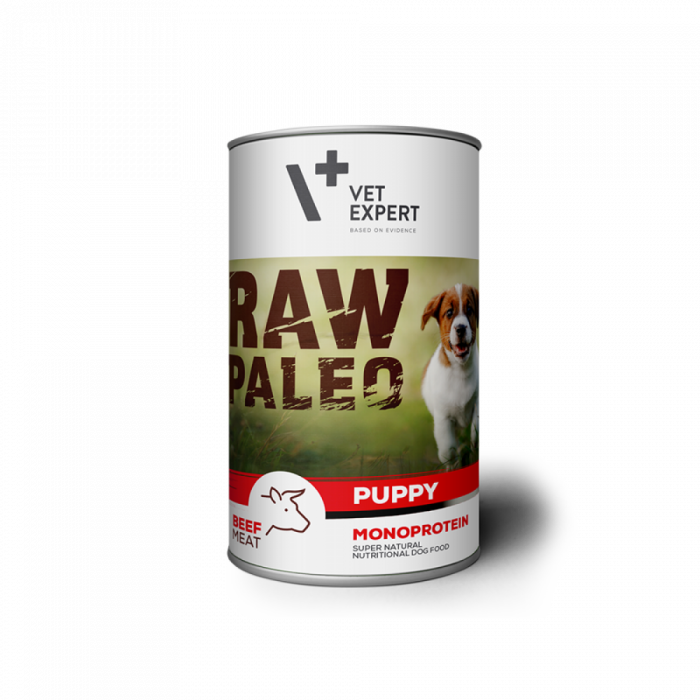 retete cu carne de vita pentru bebelusi Hrana umeda pentru caini, RAW PALEO Puppy, carne de Vita, 800 g