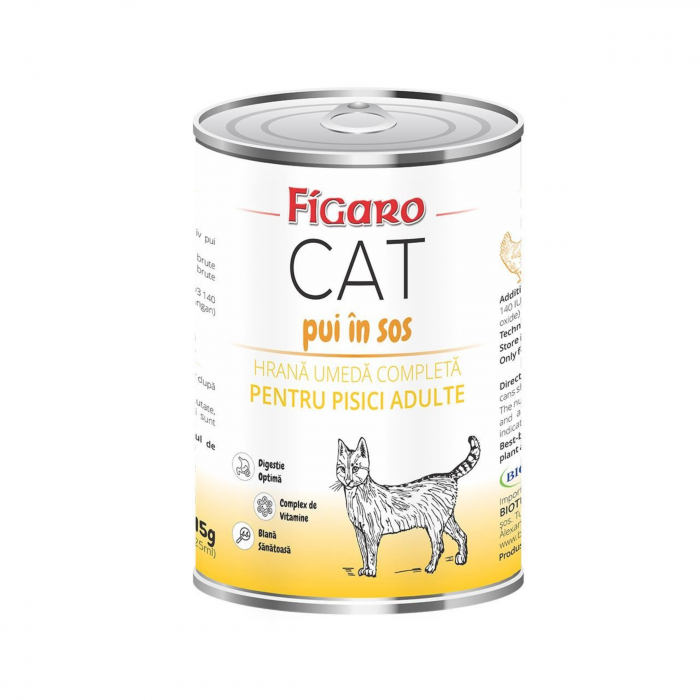 Hrana umeda pentru pisici figaro cat Pui in sos conserva 415g